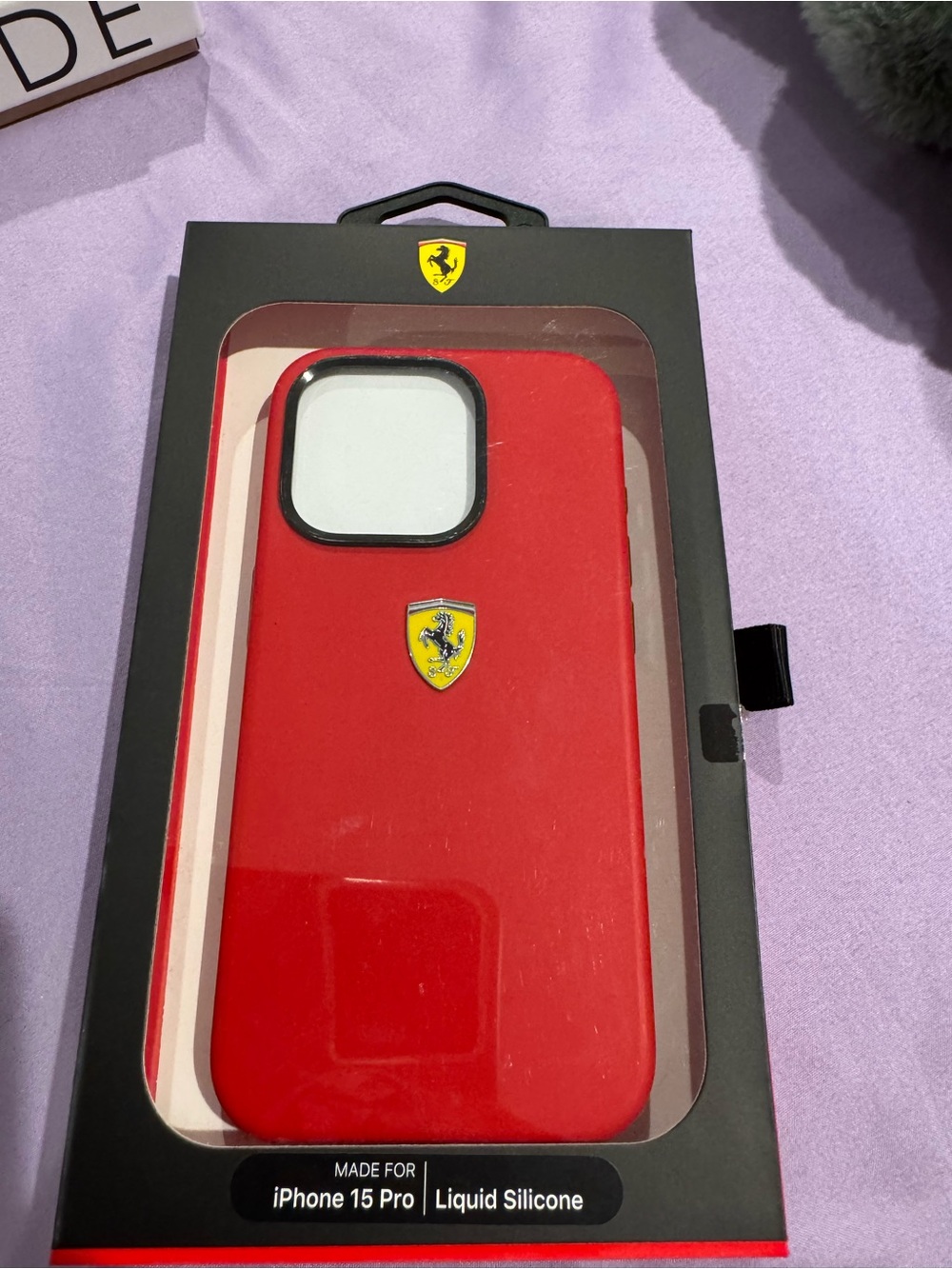 Ferrari Red Silicone Case with Shield for iPhone 15 Pro